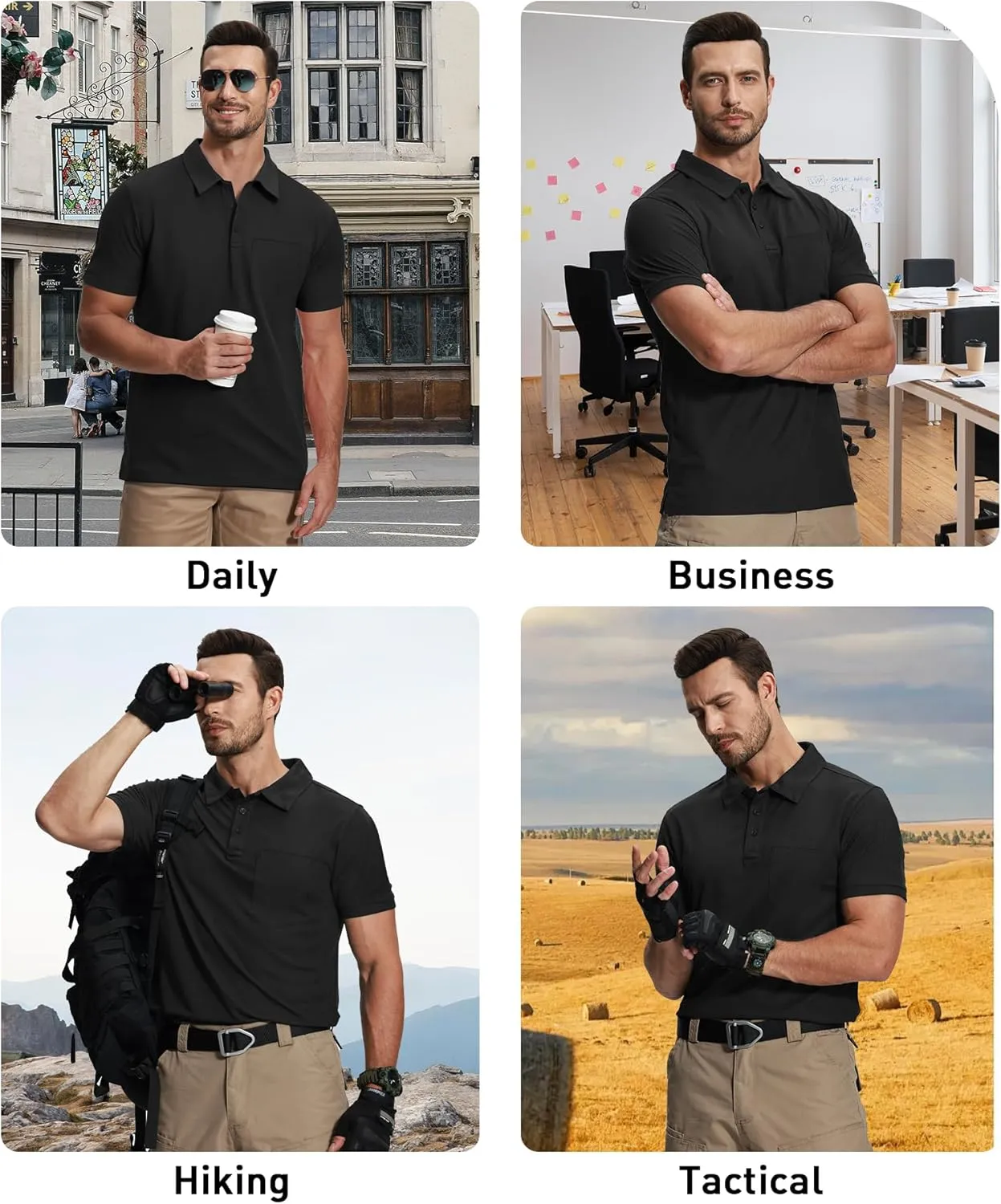 SCODI 7 Pack Polo Shirts for Men with Pocket Moisture Wicking Golf Polo Shirt Short Sleeve Outdoor Work Tactical Tshirt