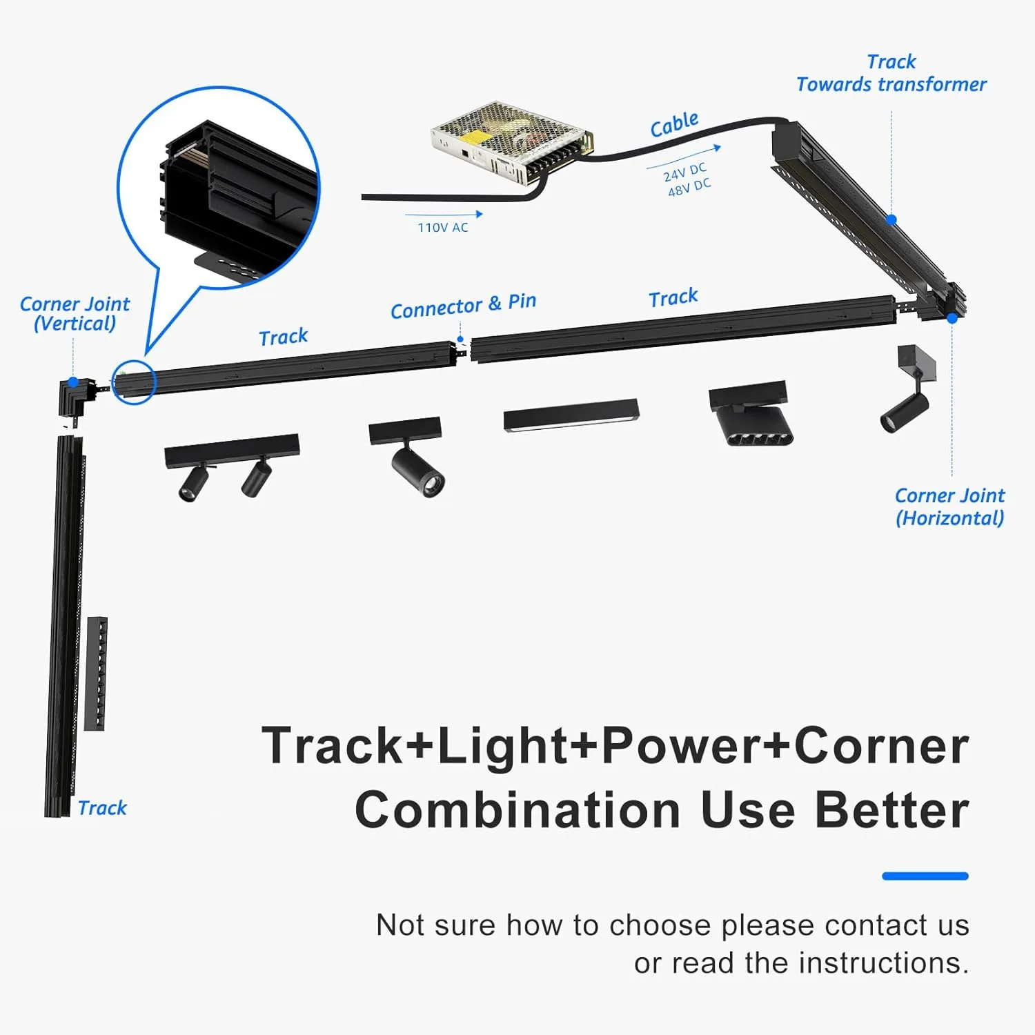 SCON XTB106-R Updated 4-Wire Recessed Rail for Magnetic Track Lighting System Flush Mounted for LED Lamp Light Head, Aluminum Linear Section (100cm/39.4inch/3.3ft)