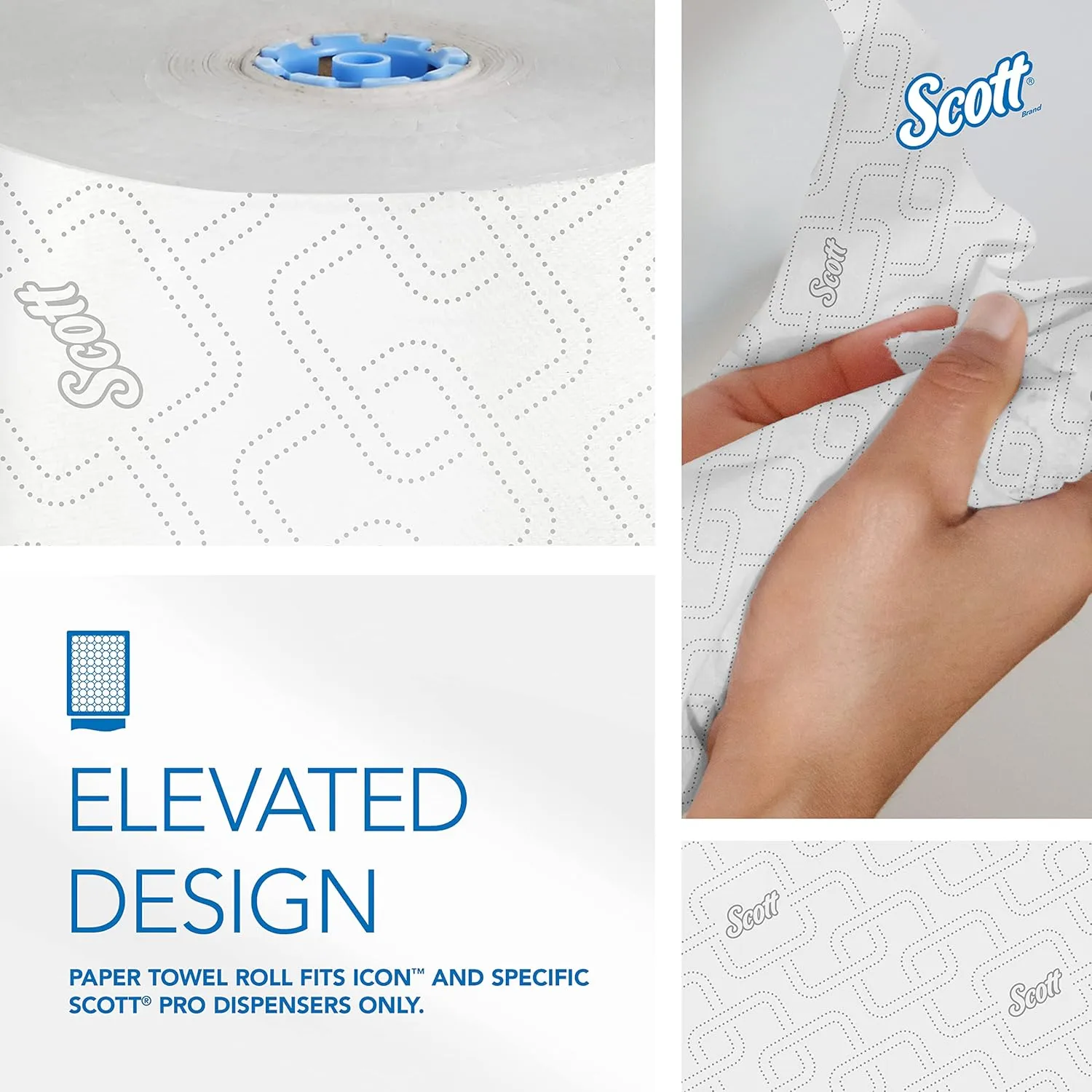 Scott Professional Pro High-Capacity Hard Roll Paper Towels, Bulk (53925), Elevated Design, Absorbency Pockets, White, for ScottBrand Blue Core Dispensers (6 Rolls at 700' Each, 4,200'/Case)