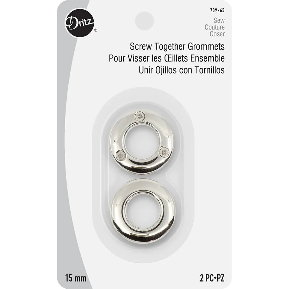 Screw Together Grommets (15mm), Nickel, Dritz