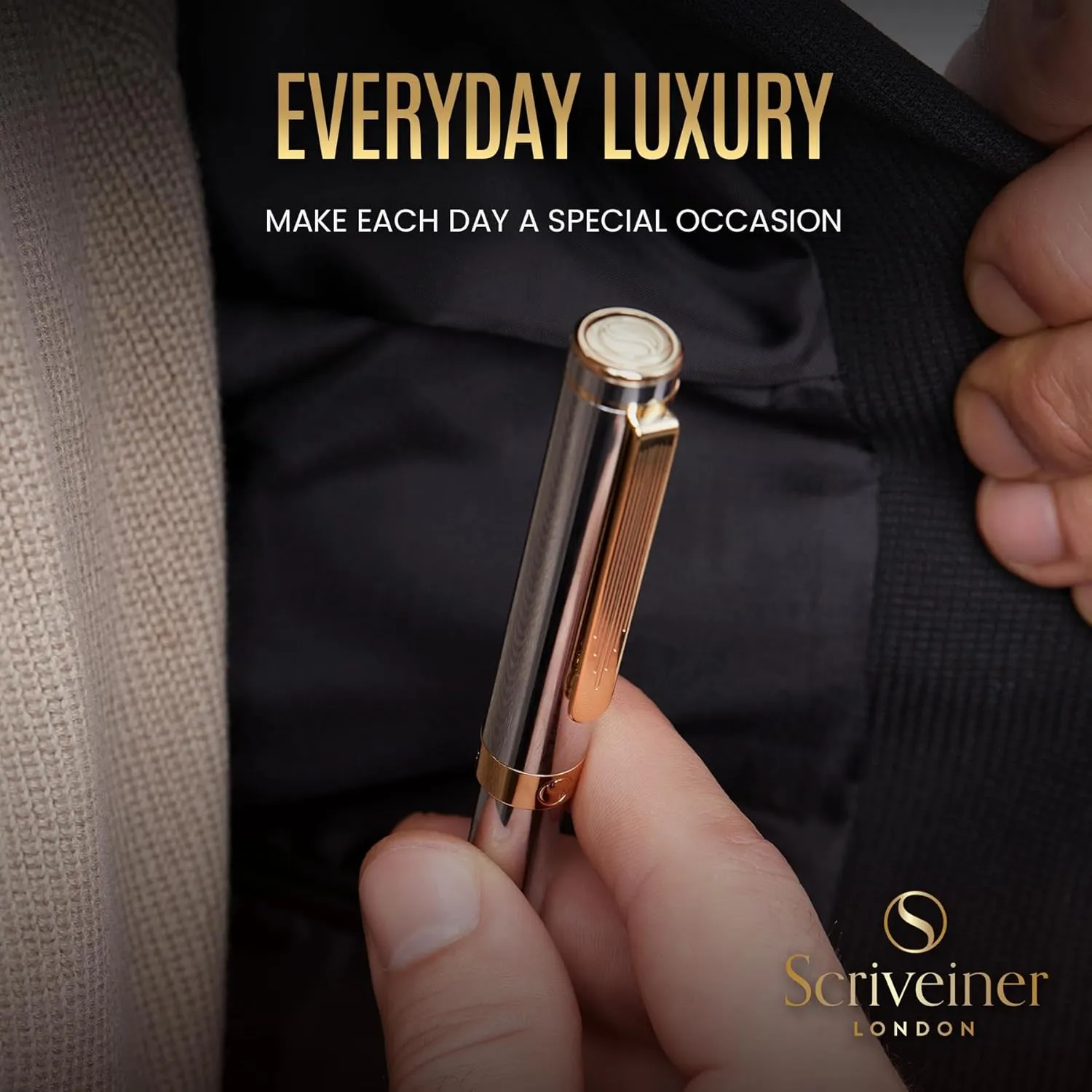 Scriveiner Silver Chrome Rollerball - Award-Winning Heavy Pocket Stunning Luxury Pen, Real Gold Finish, German Schmidt Refill, Best EDC Writing Gift Set for Men & Women, Fancy Designer EDC Roller ball