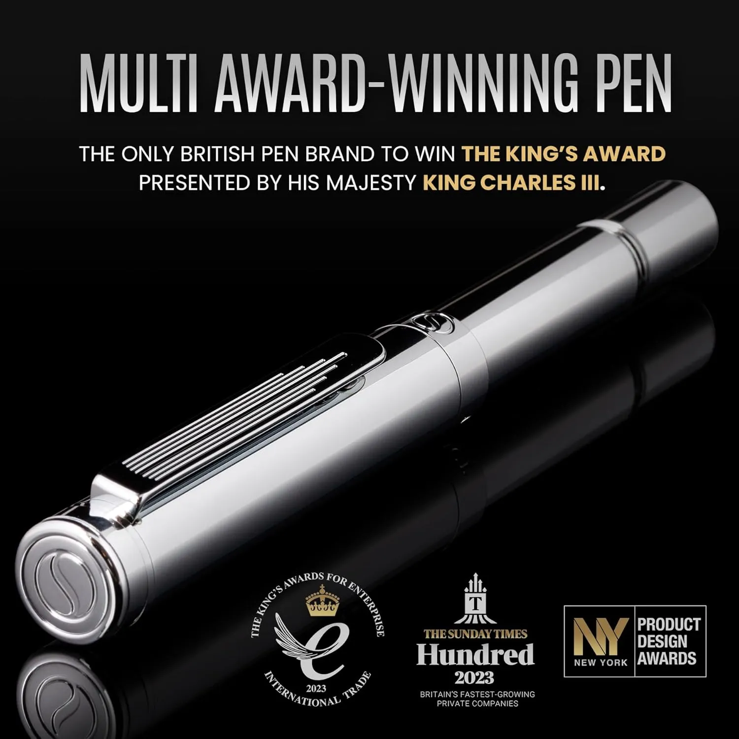 Scriveiner Silver Chrome Rollerball, Award Winning Luxury Pocket Pen with Chrome Finish, German Schmidt Refill, Best EDC Writing Instrument Gift Set for Men & Women, Fancy Office Pen