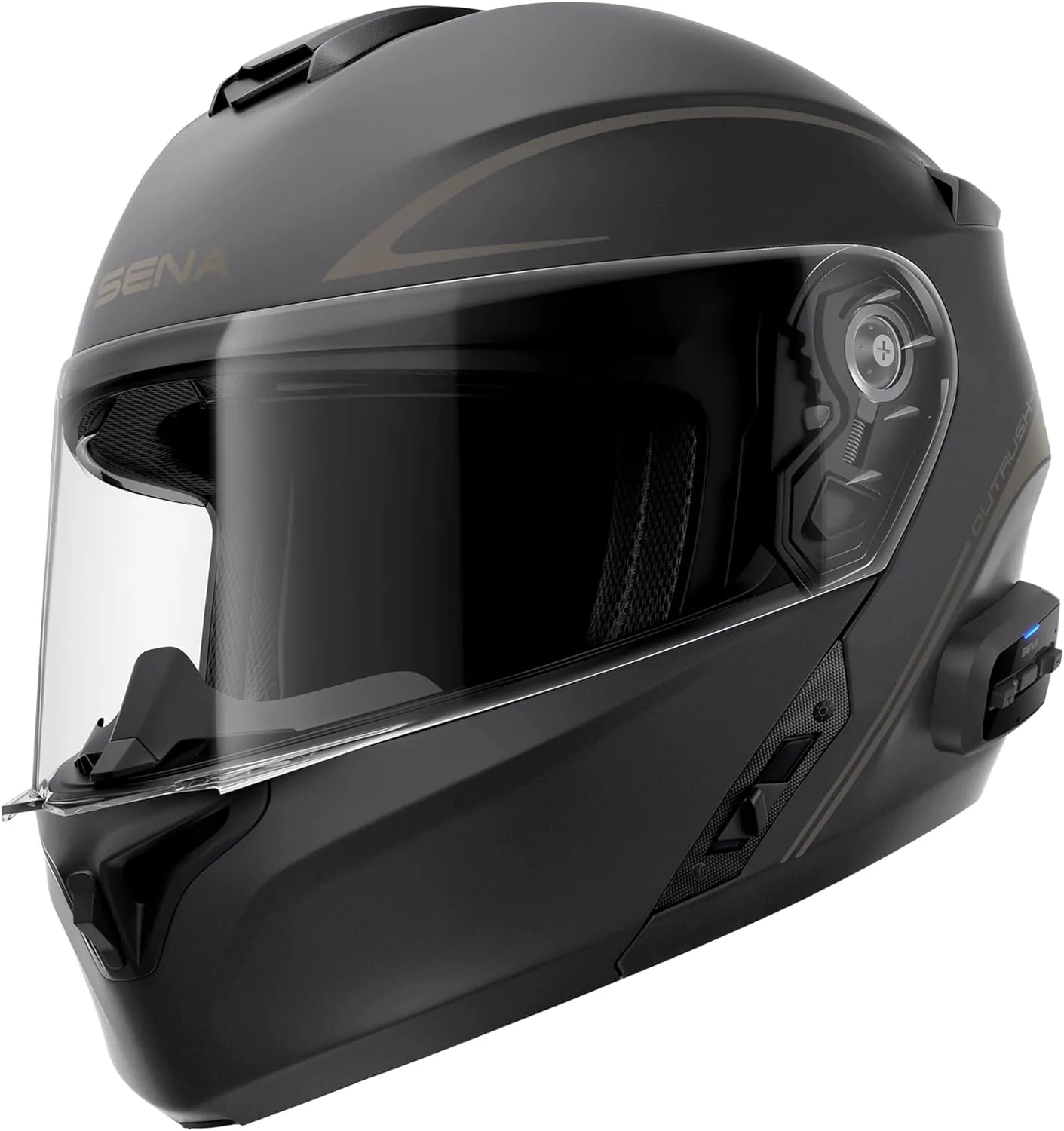 Sena Outrush R Bluetooth Modular Motorcycle Helmet with Intercom System (Matte Black, M)
