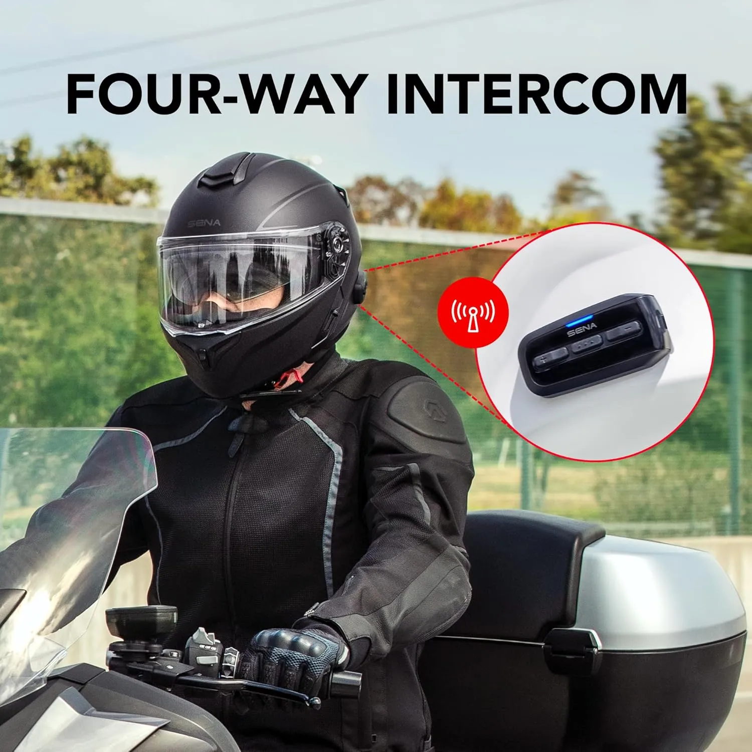 Sena Outrush R Bluetooth Modular Motorcycle Helmet with Intercom System (Matte Black, M)