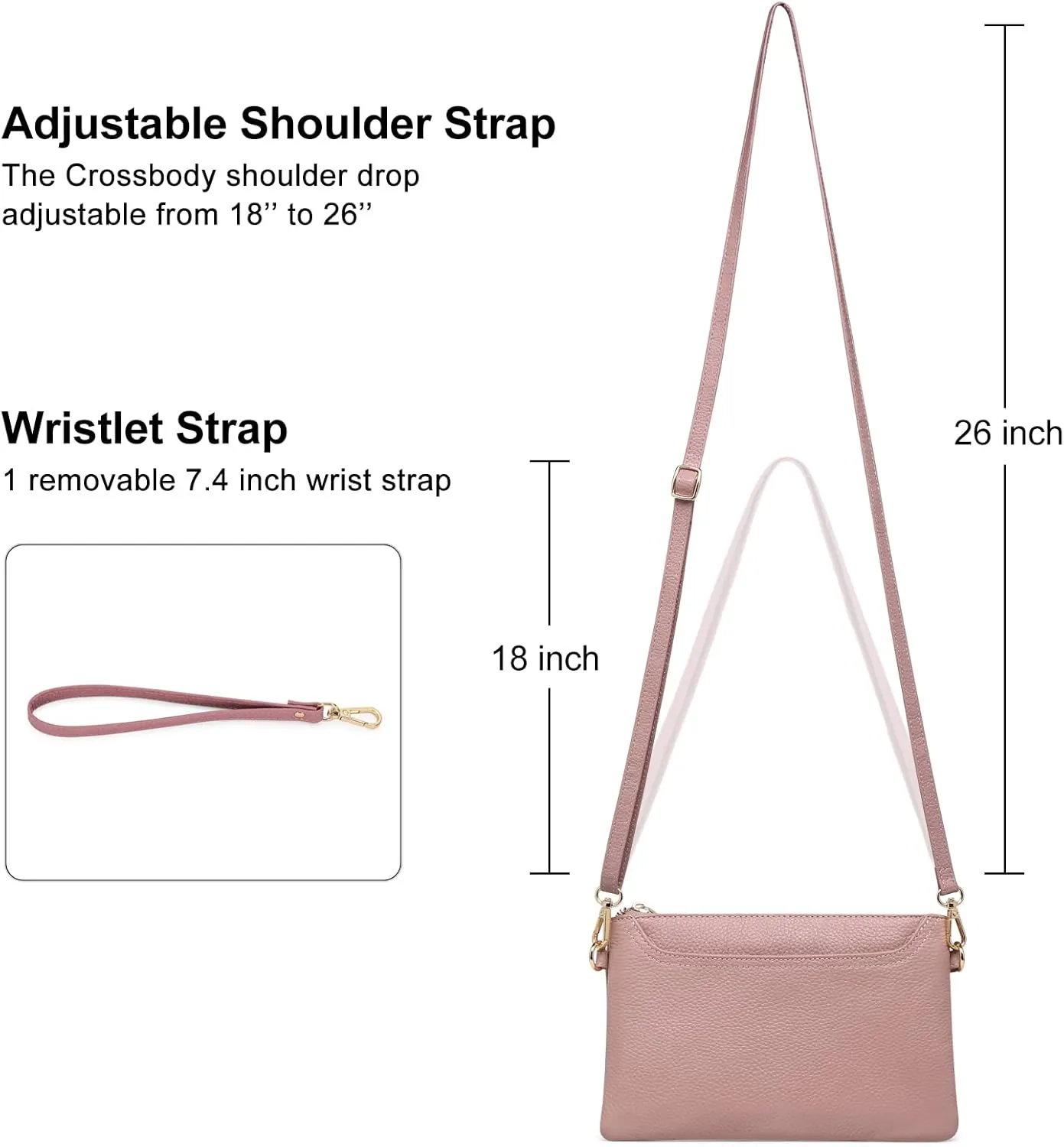 SENDEFN Leather Crossbody Bag for Women Small Clutch Purses Crossbody Shoulder Handbag Wallet Purses RIFD Card Slots