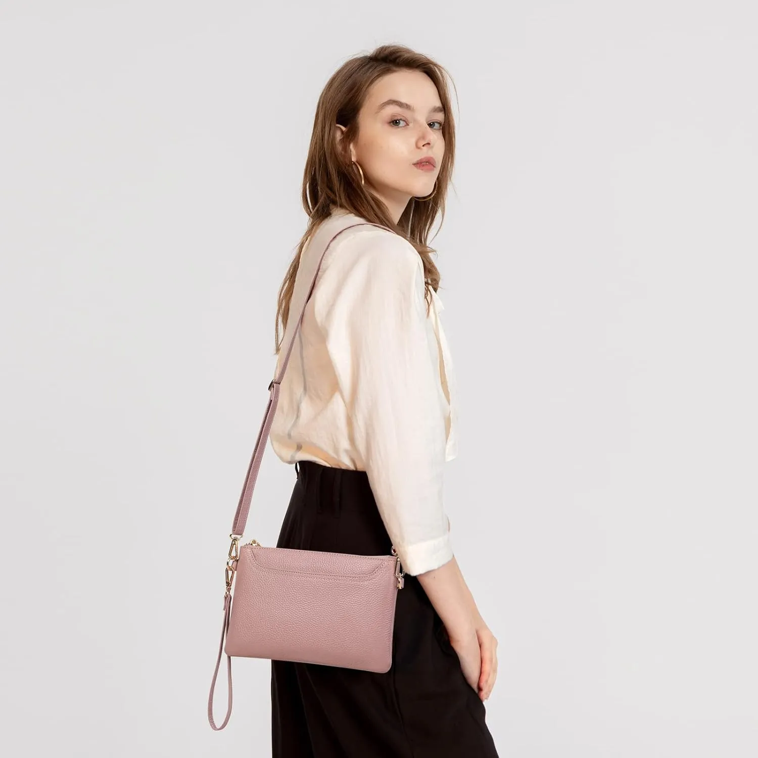 SENDEFN Leather Crossbody Bag for Women Small Clutch Purses Crossbody Shoulder Handbag Wallet Purses RIFD Card Slots