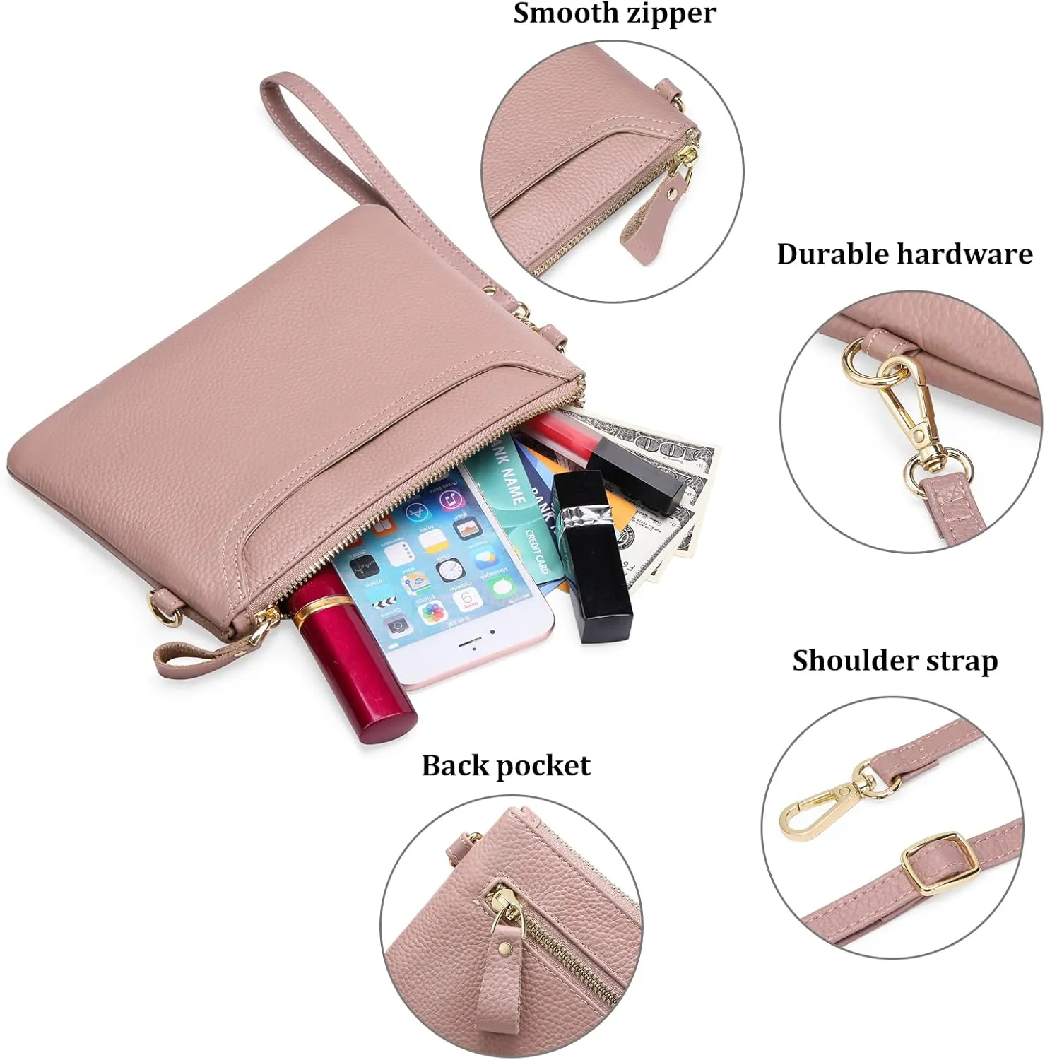 SENDEFN Leather Crossbody Bag for Women Small Clutch Purses Crossbody Shoulder Handbag Wallet Purses RIFD Card Slots