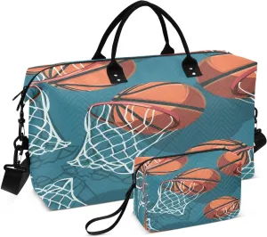 senya Travel Duffle Bag Weekender Bags Overnight Bag with Toiletry Bag Gym Duffel Bag Basketball Network for Travel Business Trips Sport