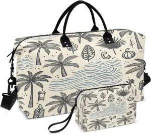 senya Travel Duffle Bag Weekender Bags Overnight Bag with Toiletry Bag Gym Duffel Bag Grey Coconut Tree for Travel Business Trips Sport
