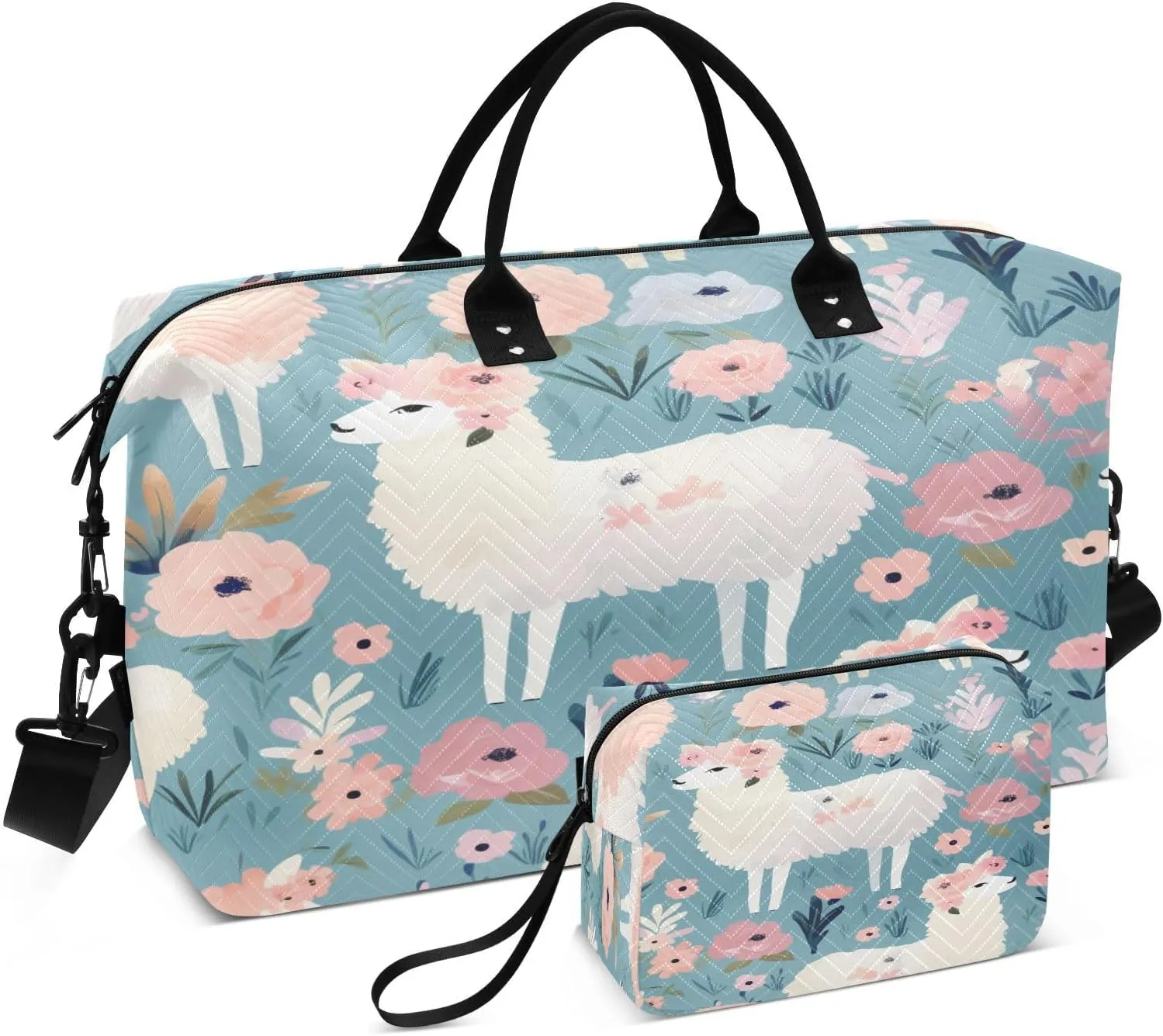 senya Travel Duffle Bag Weekender Bags Overnight Bag with Toiletry Bag Gym Duffel Bag Pink Hiar Sheep for Travel Business Trips Sport