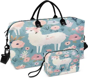 senya Travel Duffle Bag Weekender Bags Overnight Bag with Toiletry Bag Gym Duffel Bag Pink Hiar Sheep for Travel Business Trips Sport
