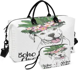 senya Travel Duffle Bag Weekender Bags Overnight Bag with Toiletry Bag Gym Duffel Bag Pitbull Dog for Travel Business Trips Sport