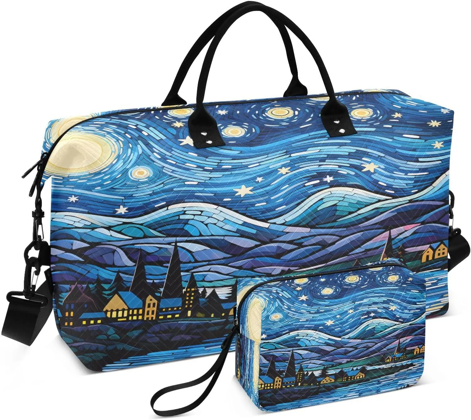 senya Travel Duffle Bag Weekender Bags Overnight Bag with Toiletry Bag Gym Duffel Bag Village Starry Sky for Travel Business Trips Sport