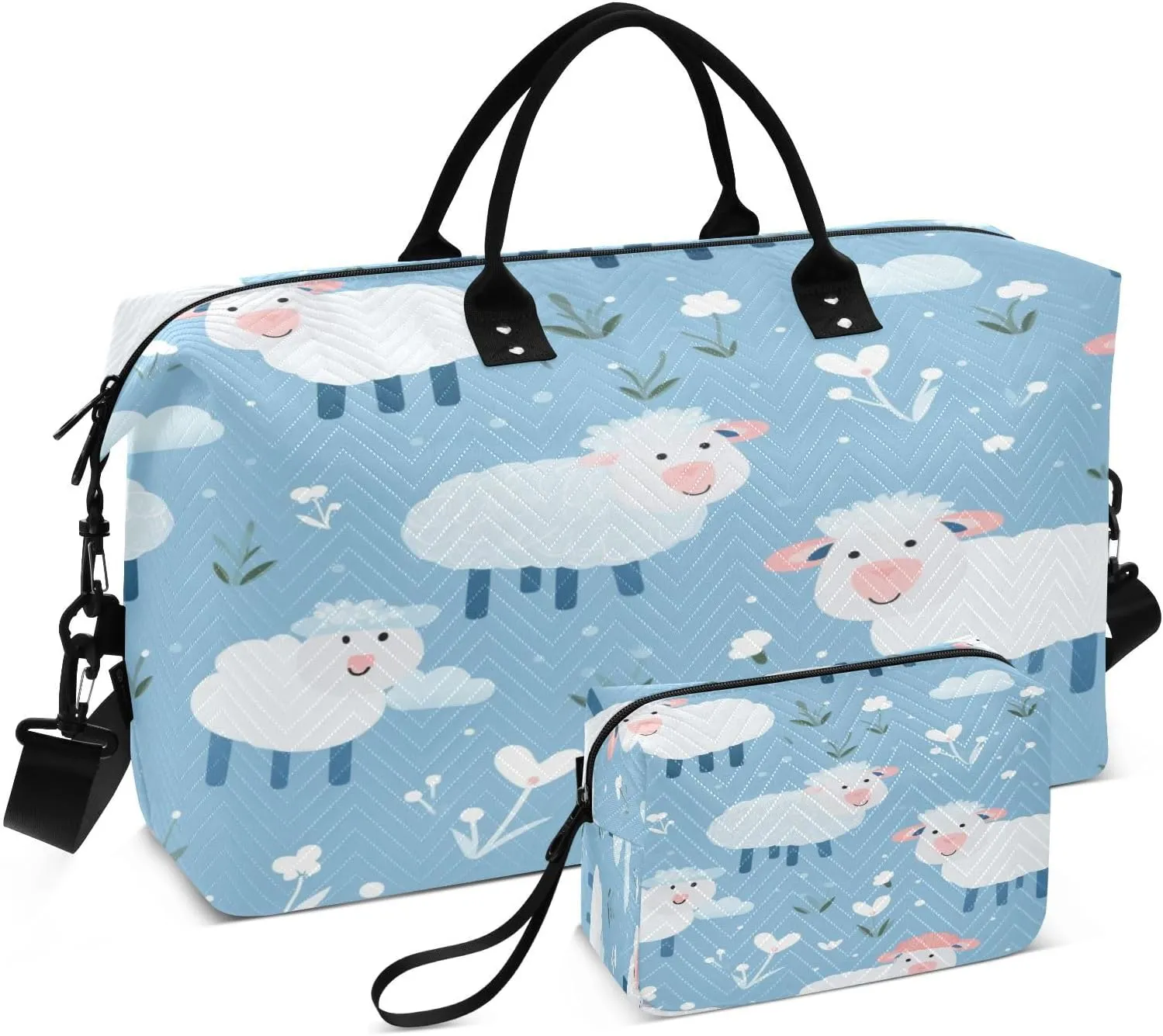 senya Travel Duffle Bag Weekender Bags Overnight Bag with Toiletry Bag Gym Duffel Bag White Sheep Heart for Travel Business Trips Sport