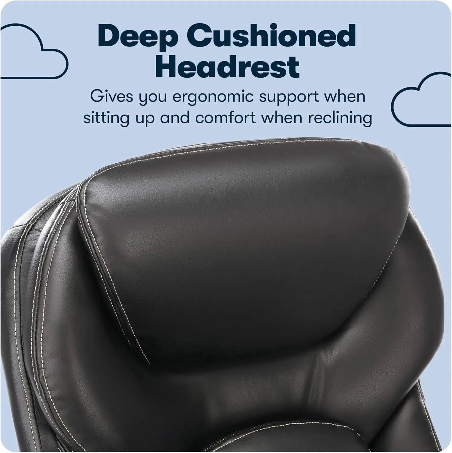 Serta Claremont Ergonomic Executive Office Chair with Back in Motion Technology, Adjustable Mid Back Desk Chair with Lumbar Support, Bonded Leather, Black