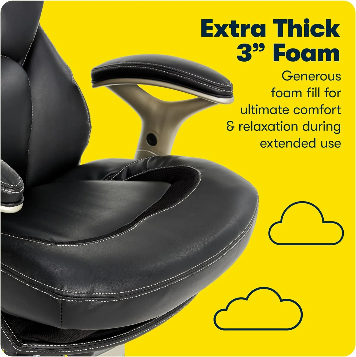 Serta Claremont Ergonomic Executive Office Chair with Back in Motion Technology, Adjustable Mid Back Desk Chair with Lumbar Support, Bonded Leather, Black