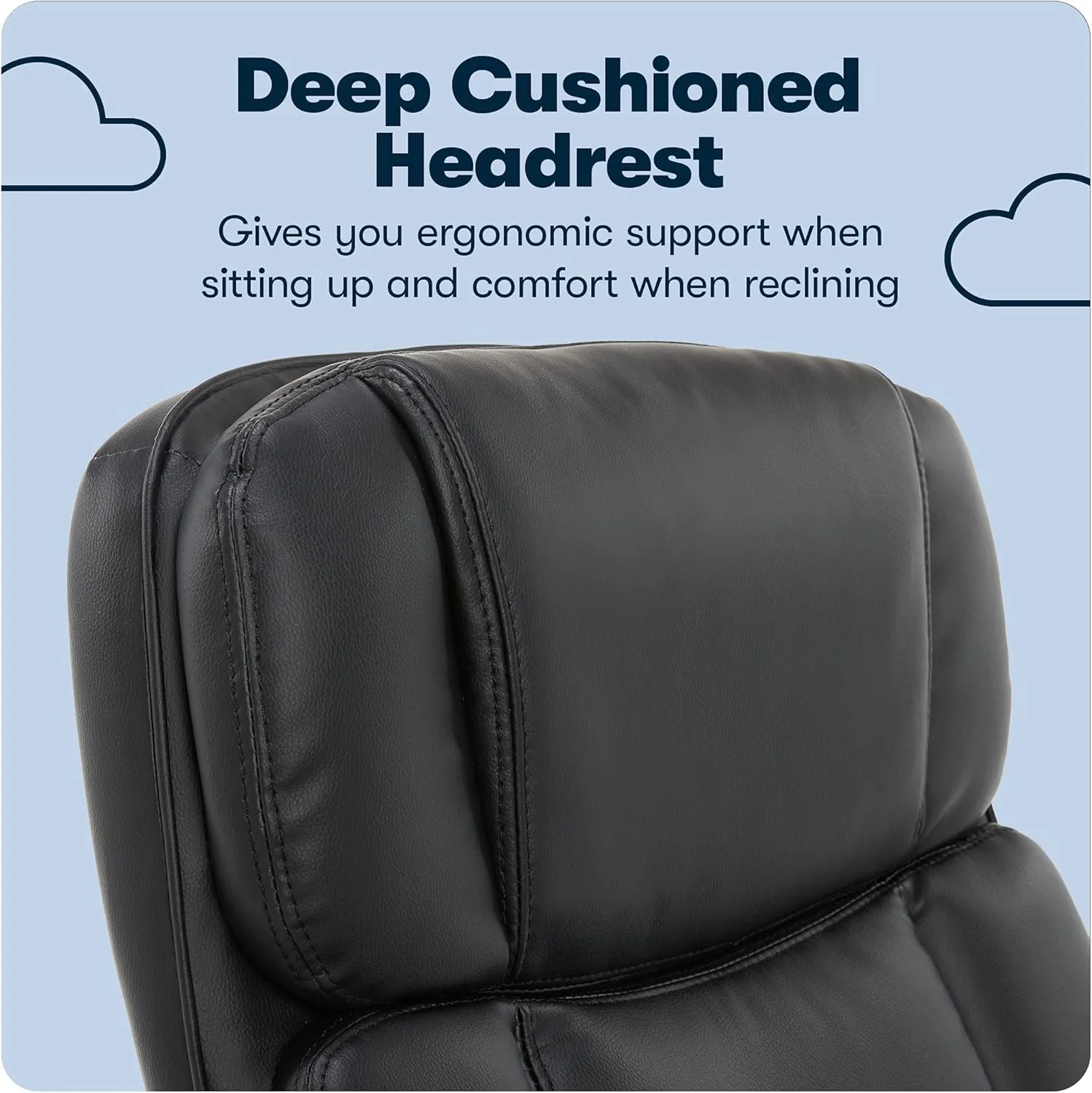 Serta Fairbanks Big and Tall High Back Executive Office Ergonomic Gaming Computer Chair with Layered Body Pillows, Contoured Lumbar Zone, Black
