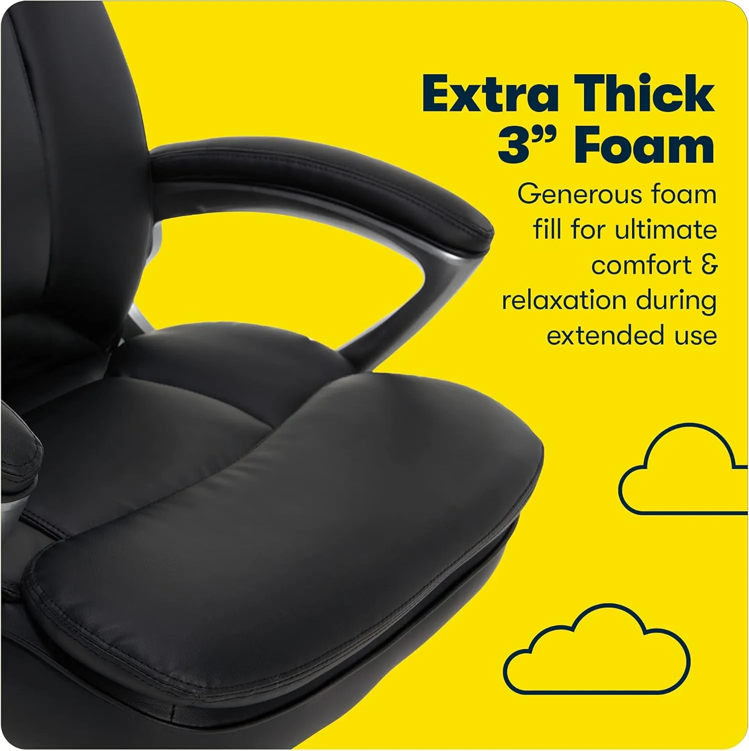 Serta Fairbanks Big and Tall High Back Executive Office Ergonomic Gaming Computer Chair with Layered Body Pillows, Contoured Lumbar Zone, Black