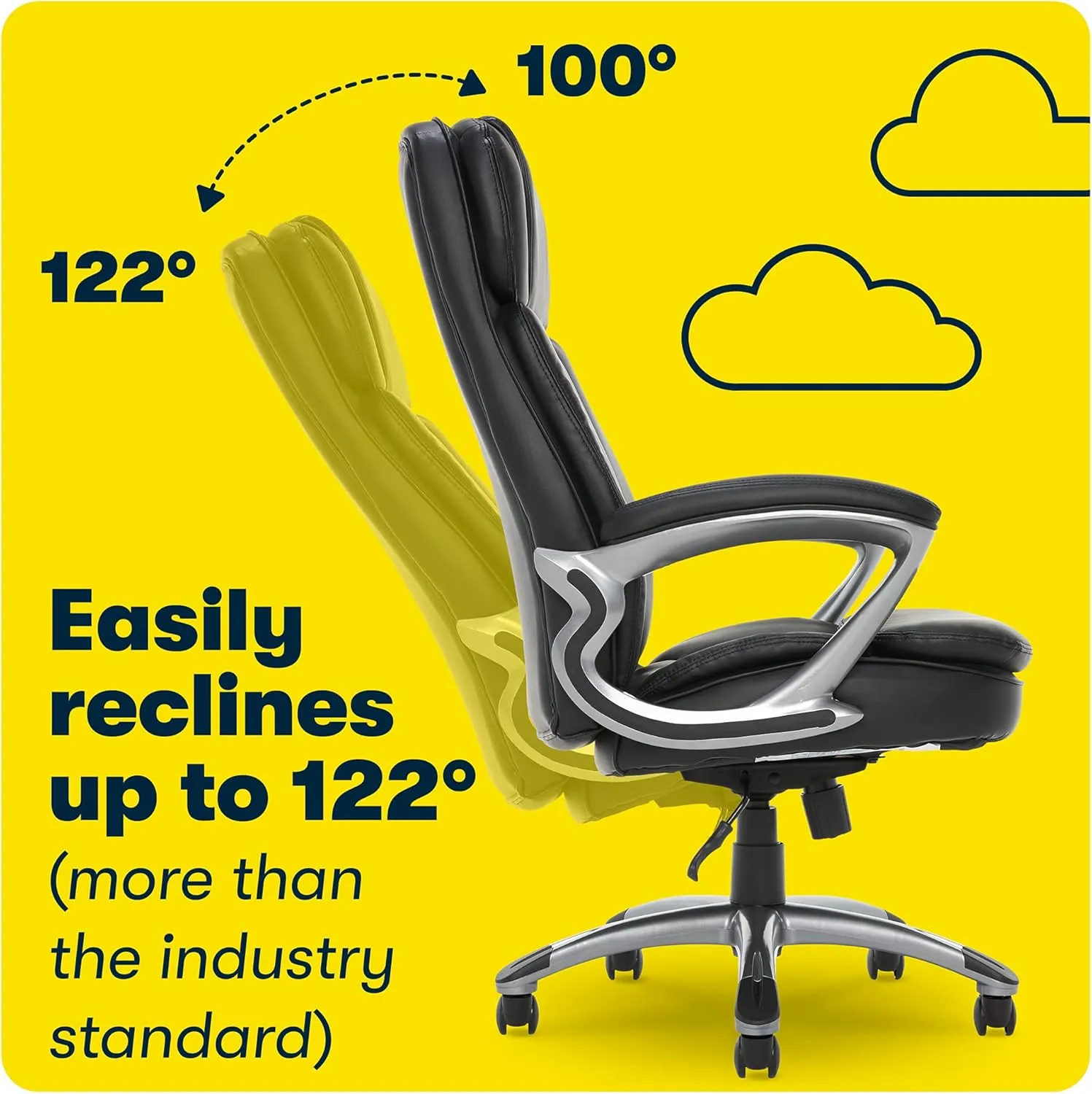 Serta Fairbanks Big and Tall High Back Executive Office Ergonomic Gaming Computer Chair with Layered Body Pillows, Contoured Lumbar Zone, Black