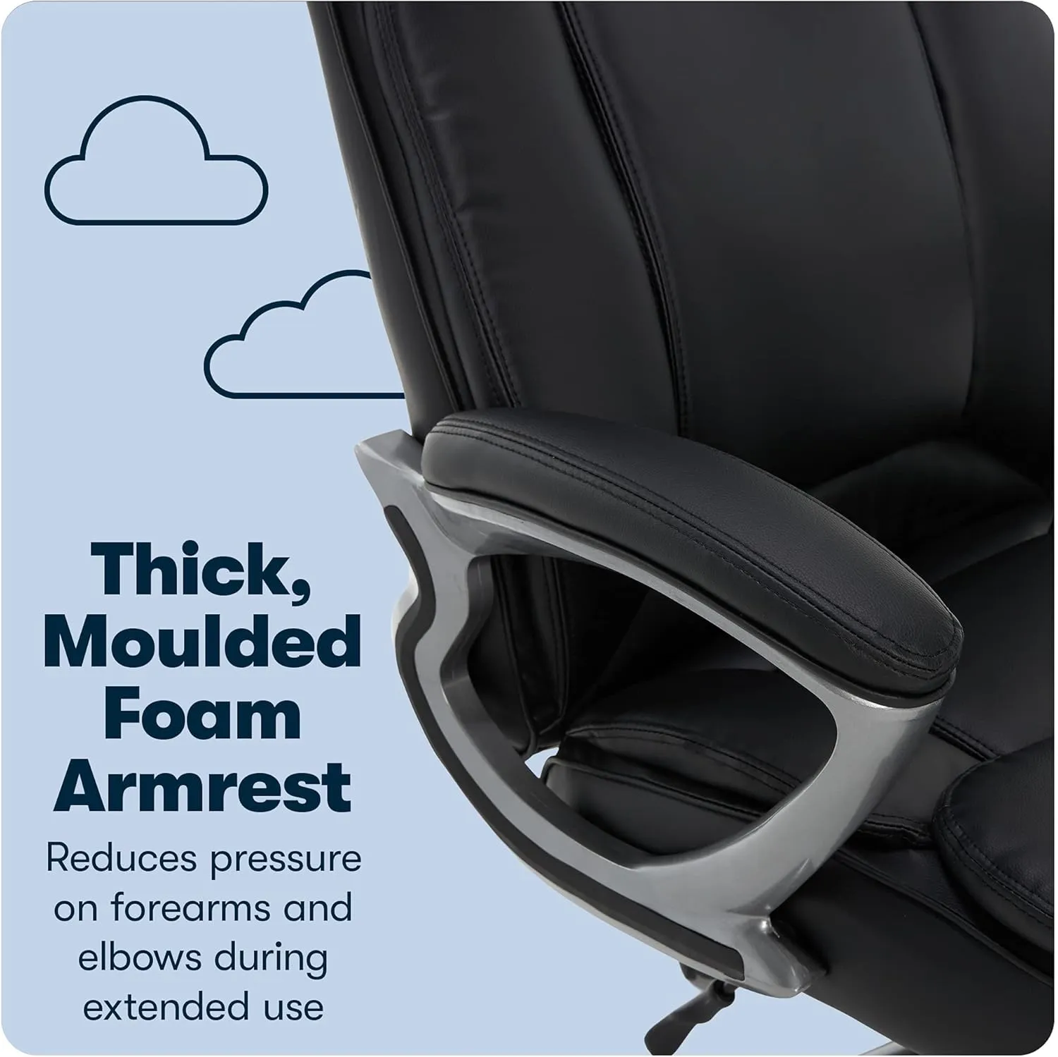 Serta Fairbanks Big and Tall High Back Executive Office Ergonomic Gaming Computer Chair with Layered Body Pillows, Contoured Lumbar Zone, Black