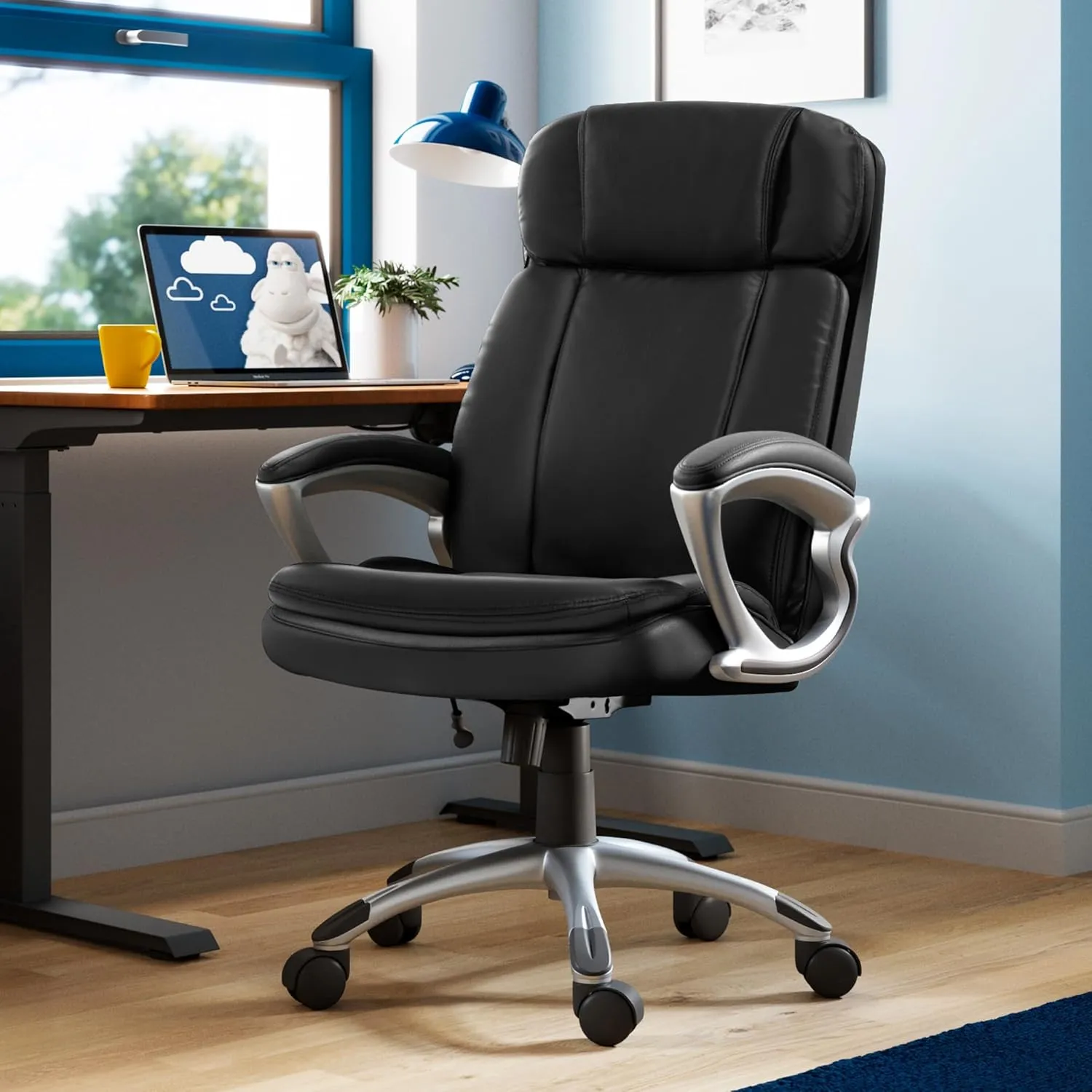 Serta Fairbanks Big and Tall High Back Executive Office Ergonomic Gaming Computer Chair with Layered Body Pillows, Contoured Lumbar Zone, Black