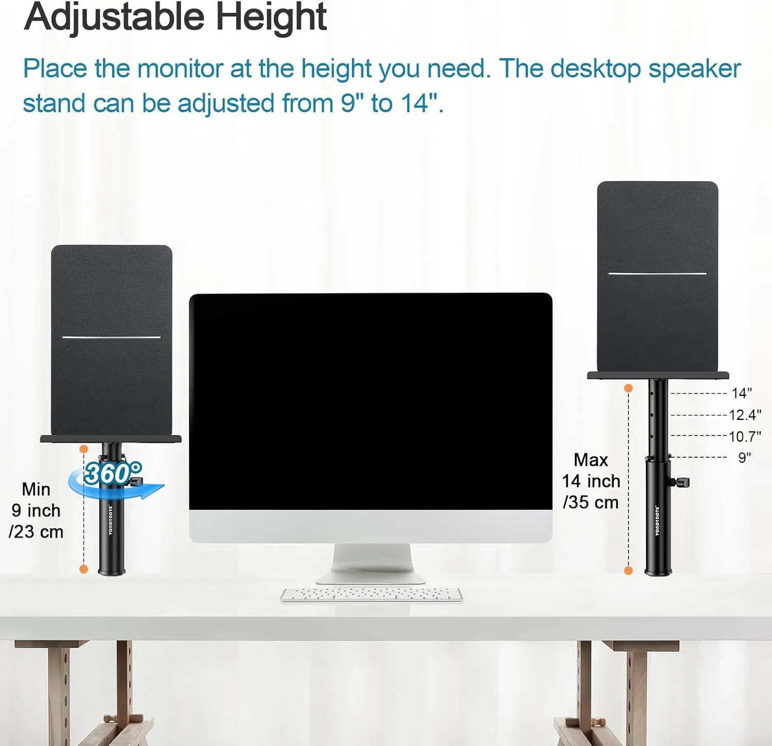 Set of 2 Studio Monitor Stands Desktop Clamp Speaker Stands Against The Wall