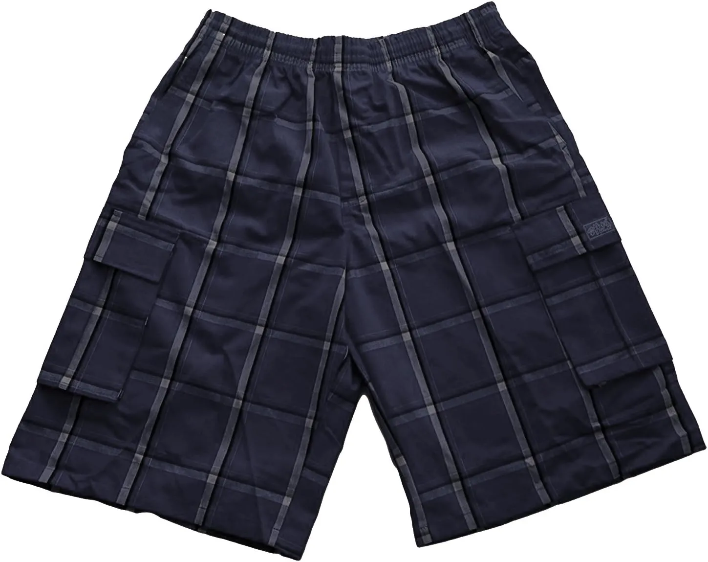 Shaka Wear Men's Cargo Shorts – Casual Plaid Relaxed Loose Fit Elastic Waist Multi Pocket Pants Regular Big S~5XL