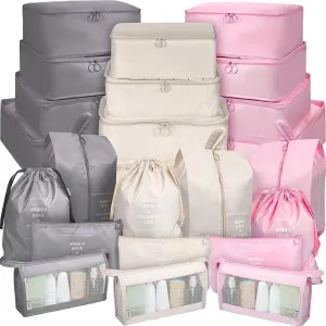Shappy 24 Set Packing Cubes Luggage Organizer Bags Travel Suitcases Organizers Luggage Cubes with Toiletry Bag and Shoes Bag for Travel Accessories
