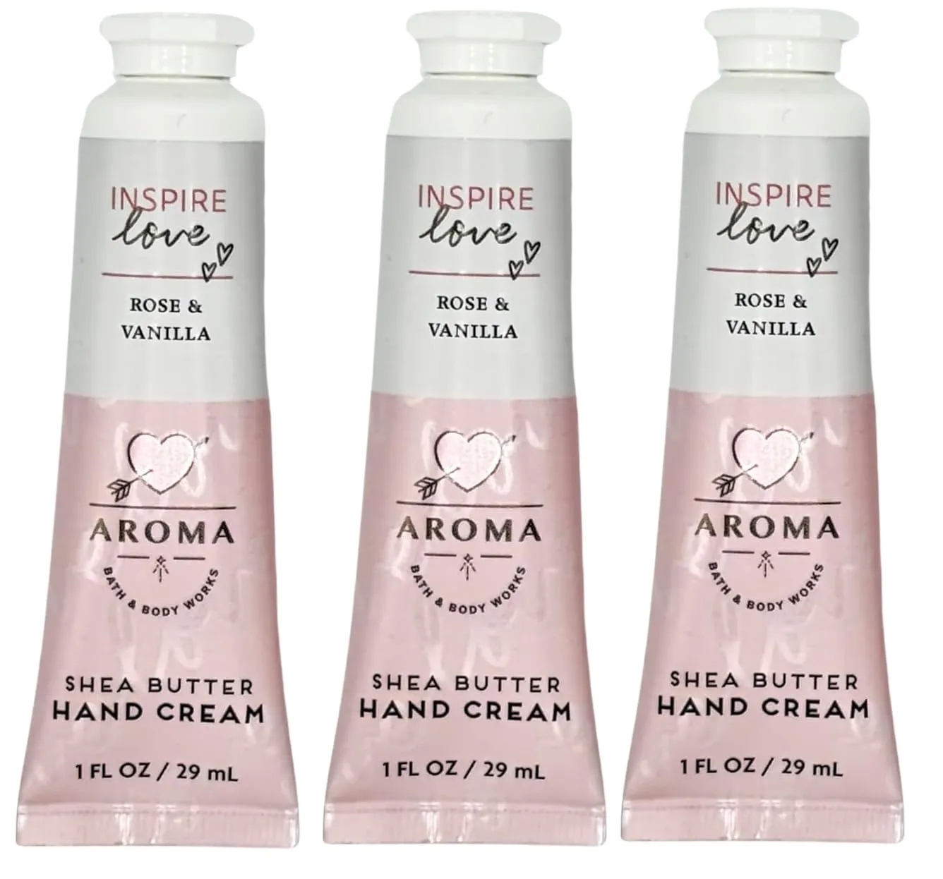Shea Butter Travel Size Hand Cream By Bath   Body Works - 1 fl oz each - Pack of 3 - Favorite Scents (Travel Size, Rose Vanilla)