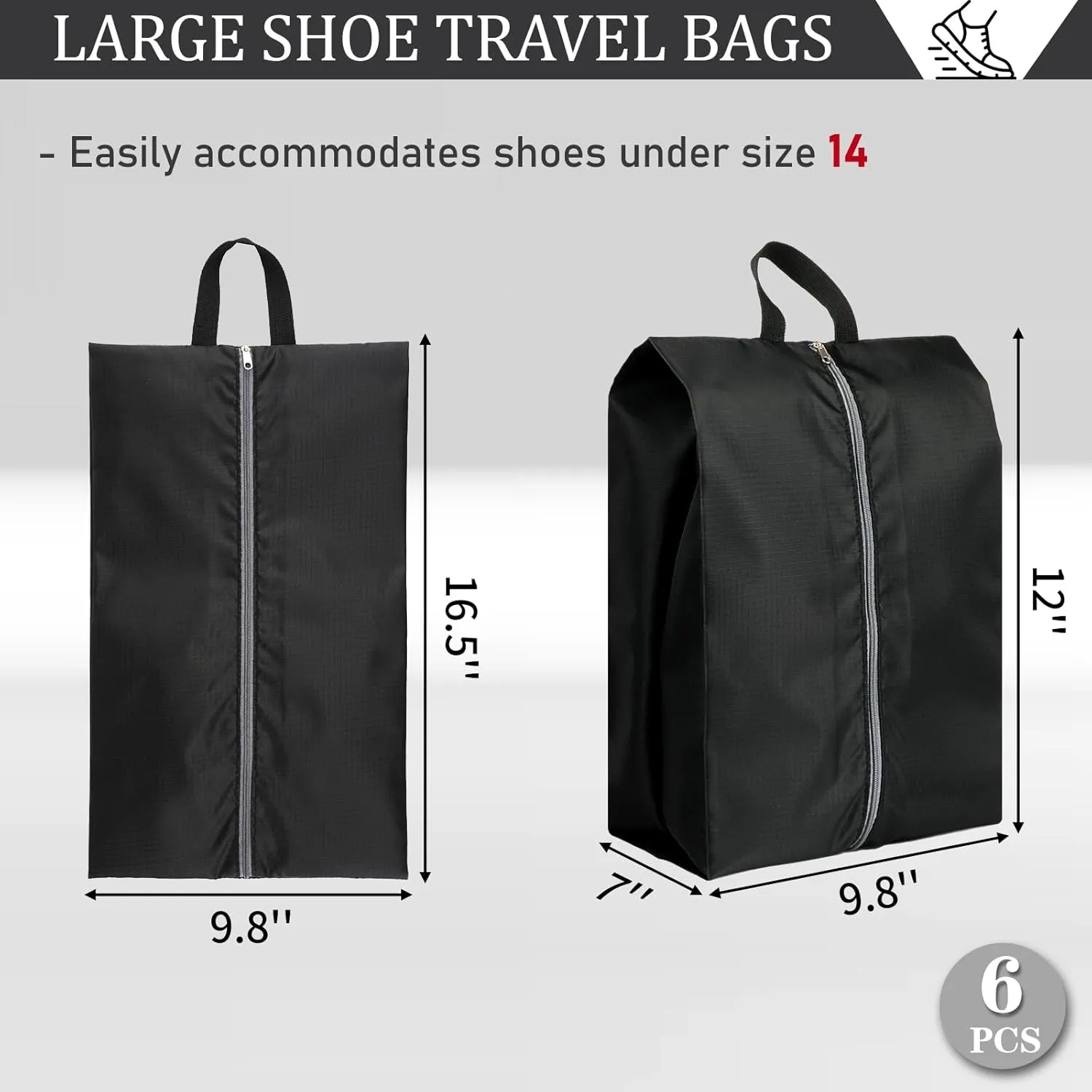 Shoe Bags for Packing, Set of 6 Large Waterproof Portable Shoe Bags with Zipper - Travel Essentials for Women and Men