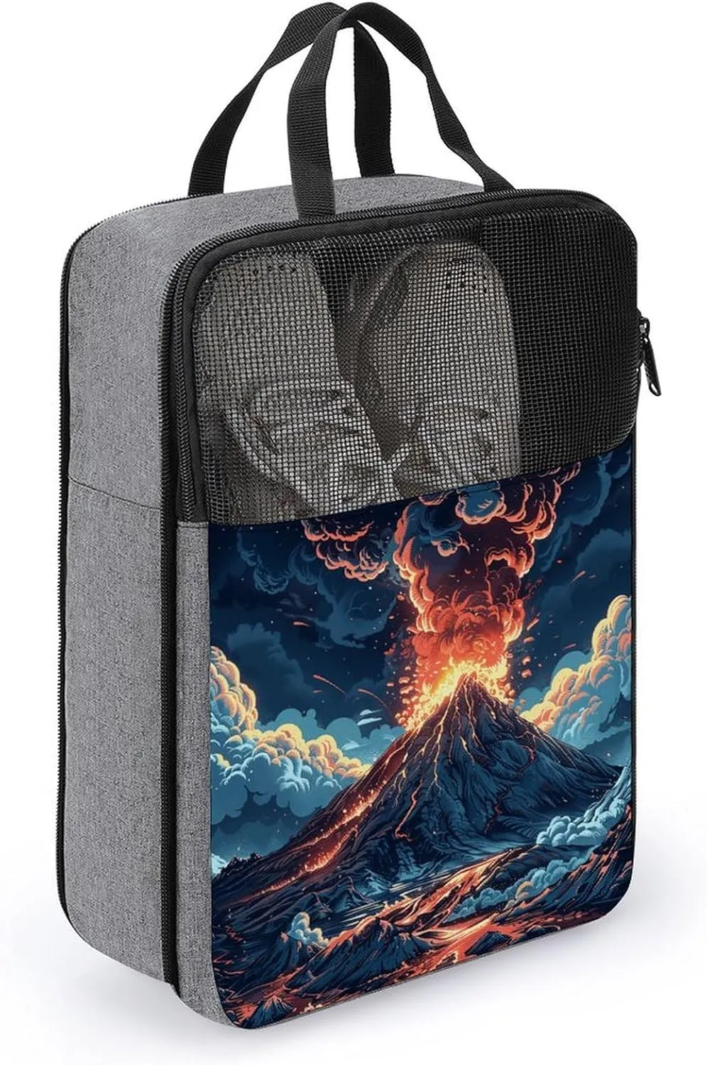 Shoe Bags for Travel Women Men,Depicts A Volcano Print Foldable Shoe Travel Bag with Zipper,Travel Shoe Bags for Storage Packing in Suitcase,Portable Travel Essentials
