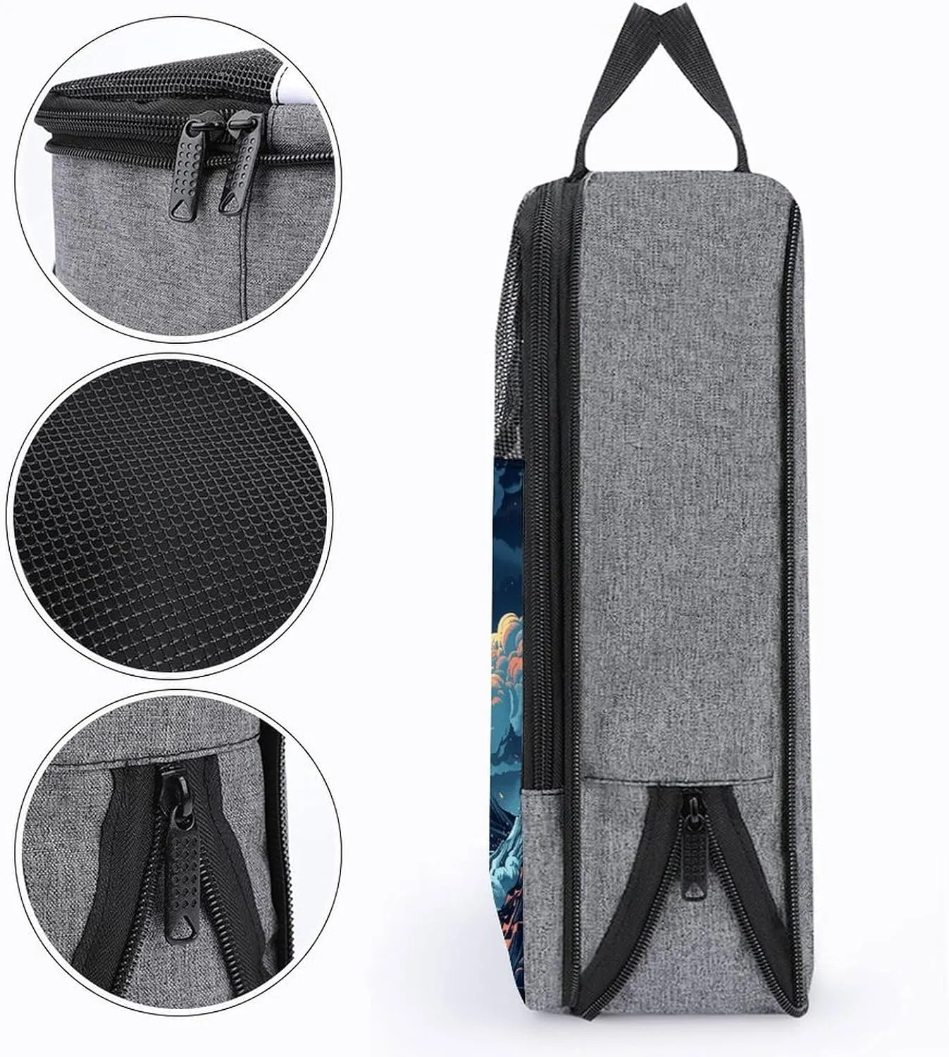 Shoe Bags for Travel Women Men,Depicts A Volcano Print Foldable Shoe Travel Bag with Zipper,Travel Shoe Bags for Storage Packing in Suitcase,Portable Travel Essentials