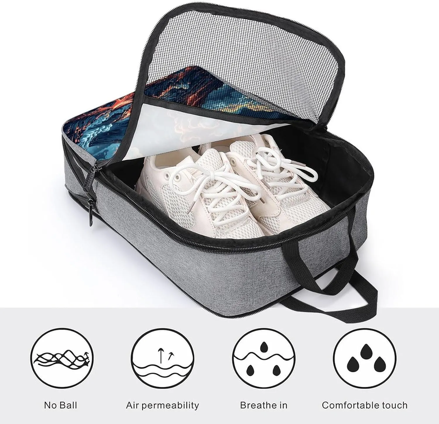 Shoe Bags for Travel Women Men,Depicts A Volcano Print Foldable Shoe Travel Bag with Zipper,Travel Shoe Bags for Storage Packing in Suitcase,Portable Travel Essentials