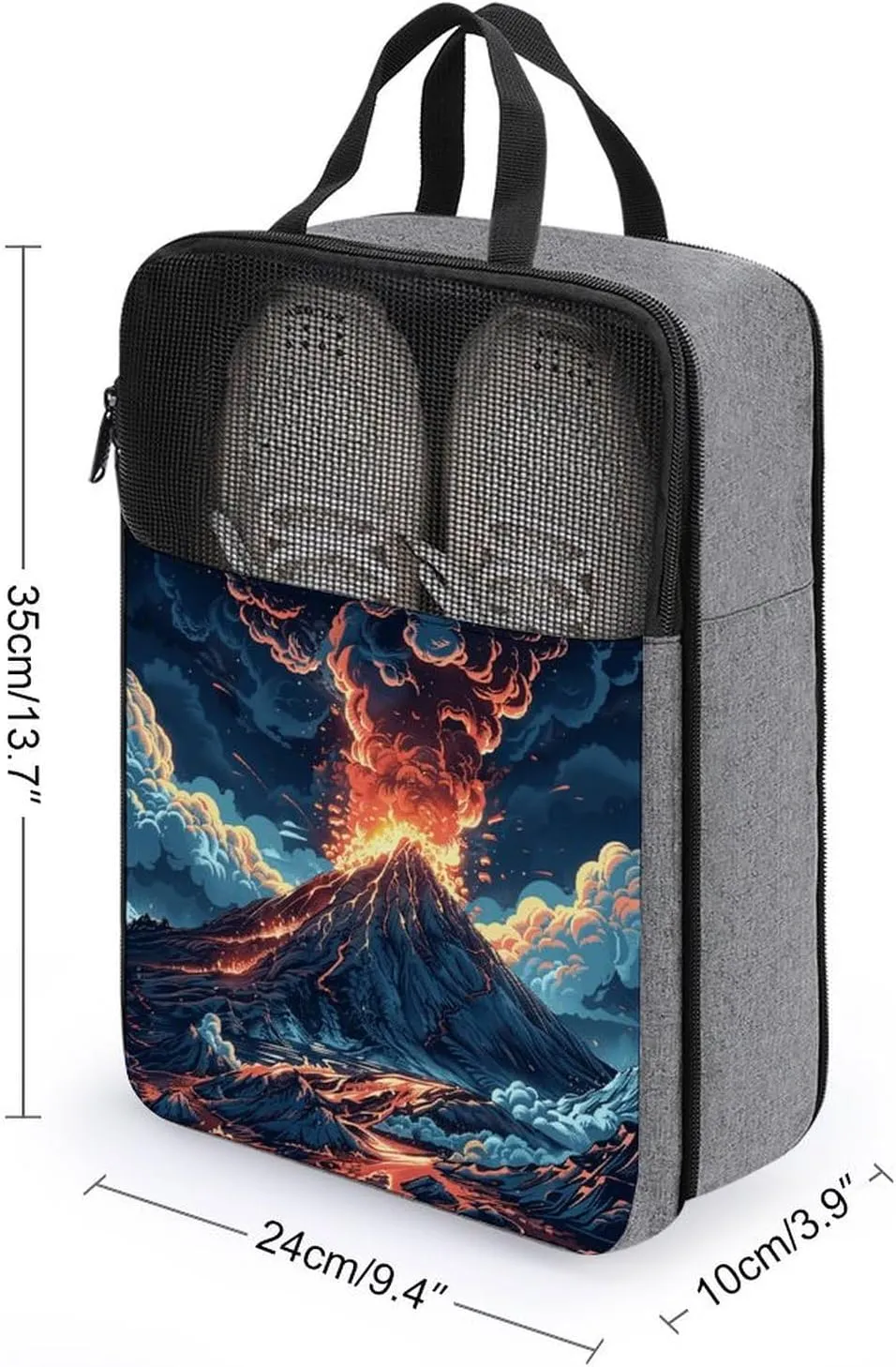 Shoe Bags for Travel Women Men,Depicts A Volcano Print Foldable Shoe Travel Bag with Zipper,Travel Shoe Bags for Storage Packing in Suitcase,Portable Travel Essentials