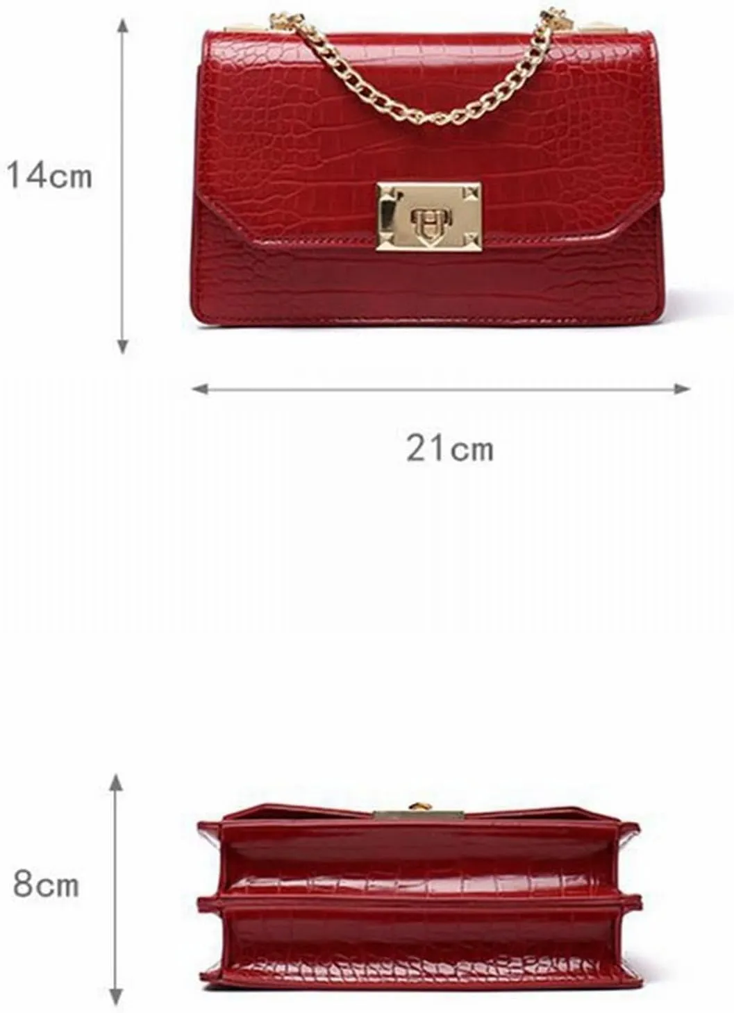 Shoulder Bag Small Fashion Leather Shoulder Messenger Bag for Women Classic Flap Design with Chain Strap(Black)