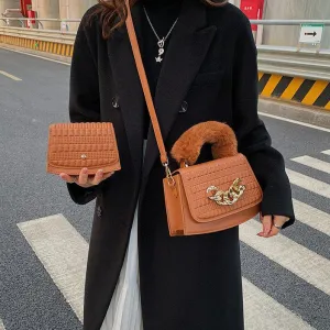 Shoulder Fur Handle Purses