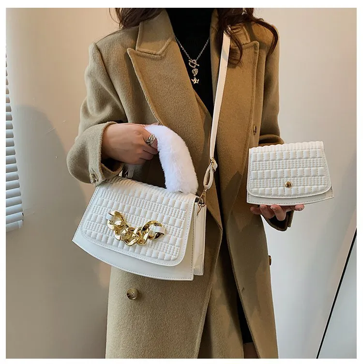 Shoulder Fur Handle Purses