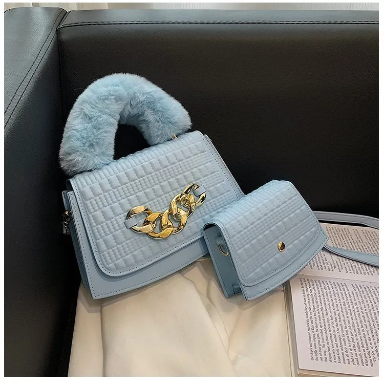 Shoulder Fur Handle Purses