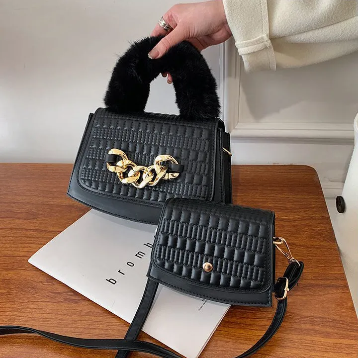Shoulder Fur Handle Purses