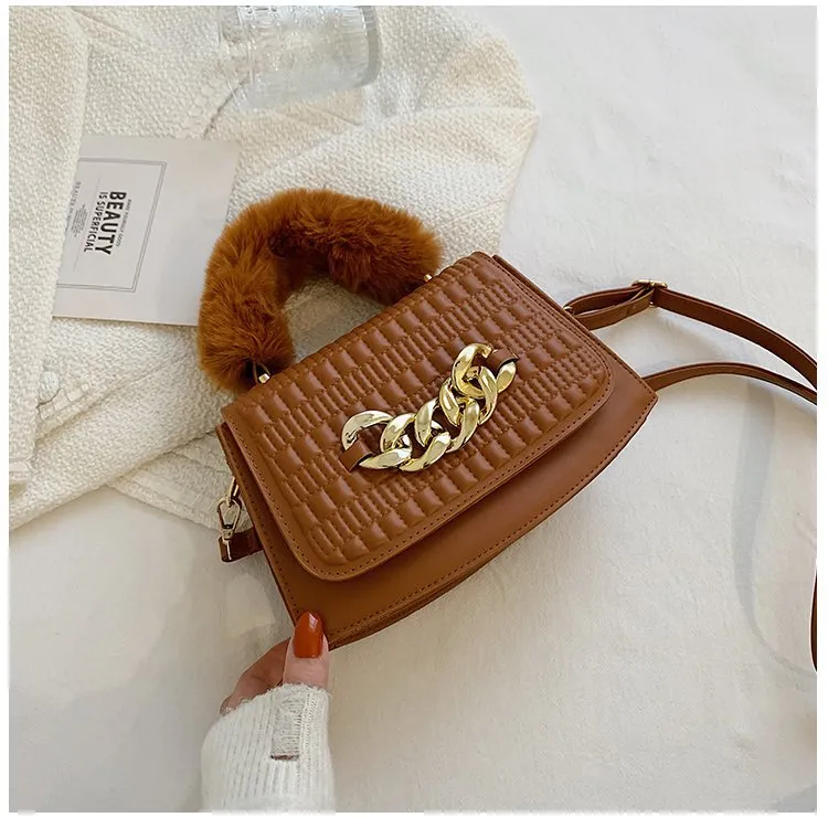 Shoulder Fur Handle Purses