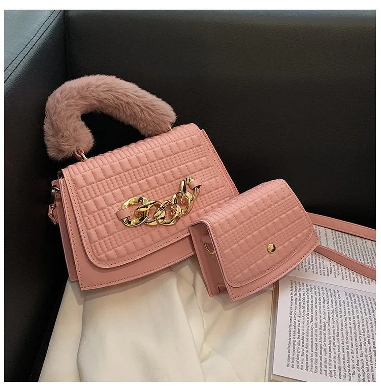 Shoulder Fur Handle Purses