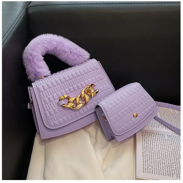 Shoulder Fur Handle Purses