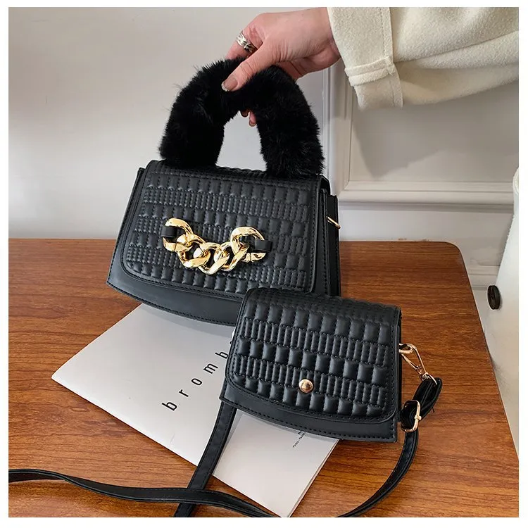 Shoulder Fur Handle Purses