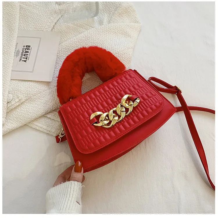 Shoulder Fur Handle Purses