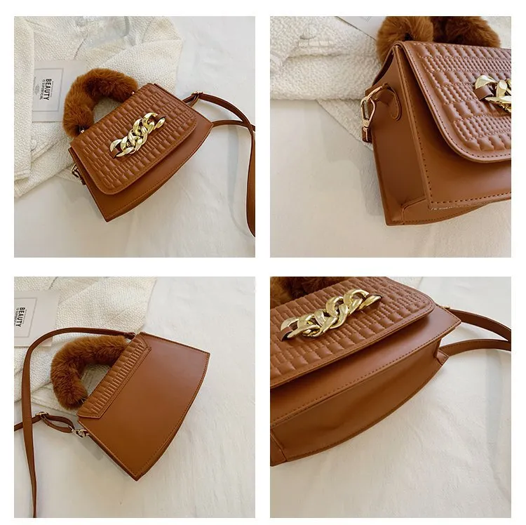 Shoulder Fur Handle Purses