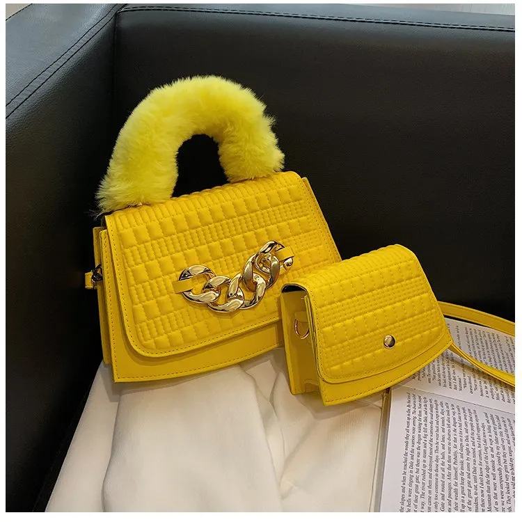 Shoulder Fur Handle Purses