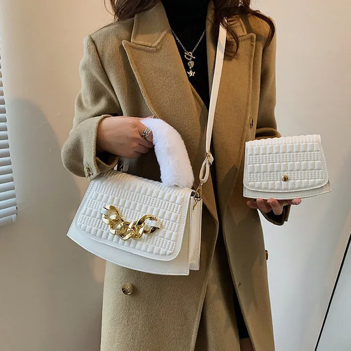 Shoulder Fur Handle Purses