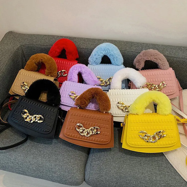 Shoulder Fur Handle Purses