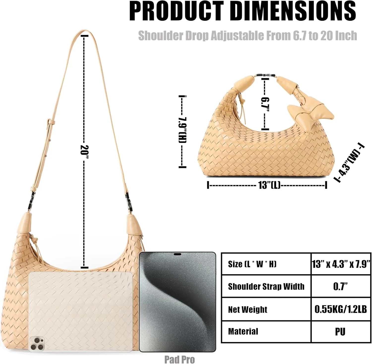 Shoulder Handbags for Women Woven Leather Crossbody Bags for Women Cute Clutch Hobo Handbag Trendy Crescent Bag