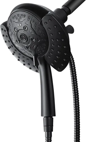 Shower Head with Handheld High Pressure: 2-IN-1 Shower Head with 7.2" Rainfall Shower & Handheld Shower Head with Hose Black, Shower Trim Systems